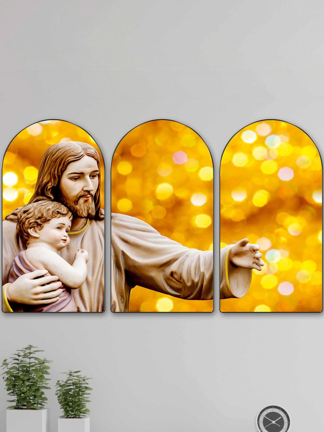 Myntra Elegant Homes Yellow Set of 3 Piece MDF Religious Wall Paintings-picture-24