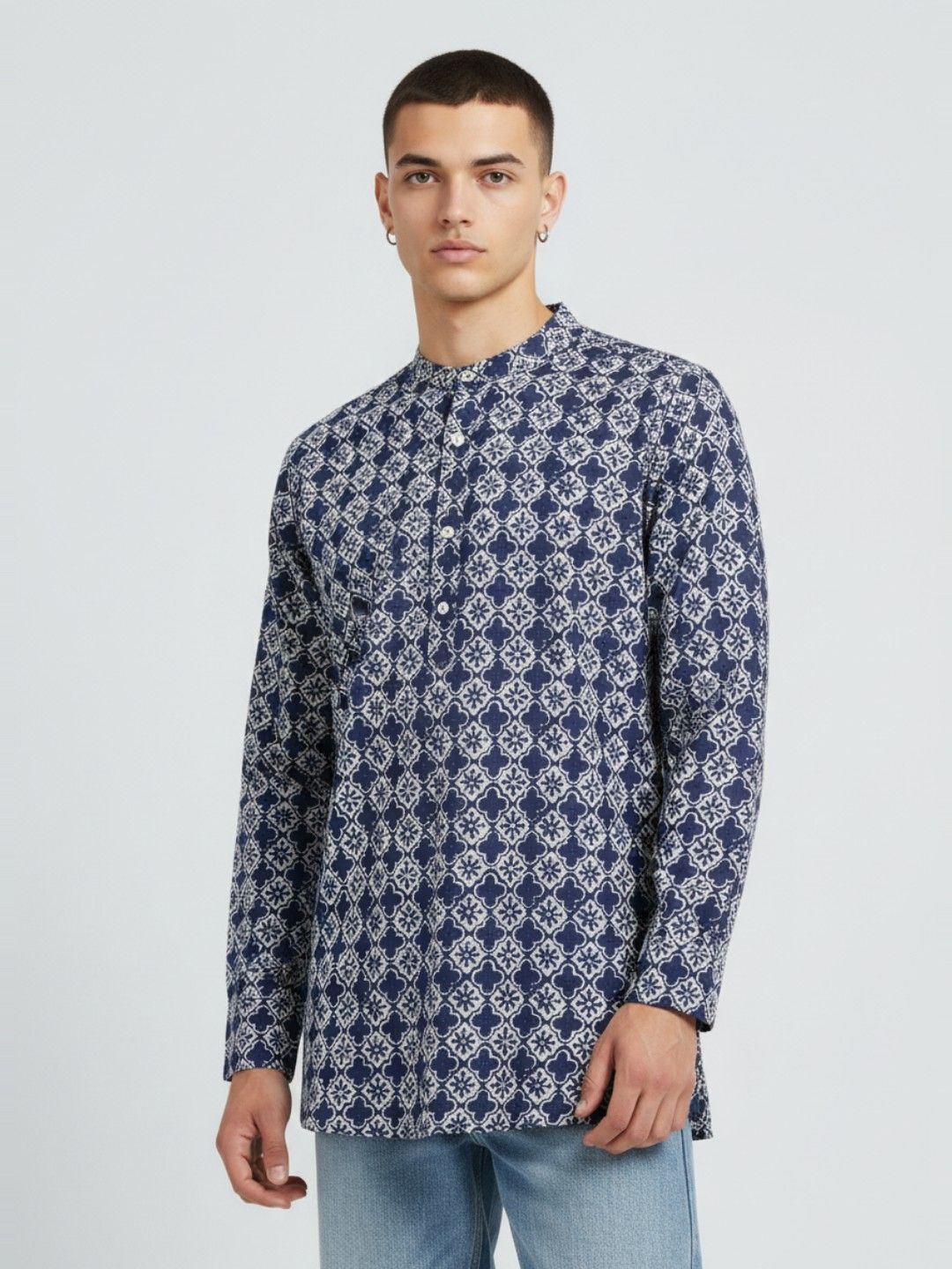 Anouk Rustic Men Ethnic Motifs Printed Band Collar Straight Kurta-picture-11
