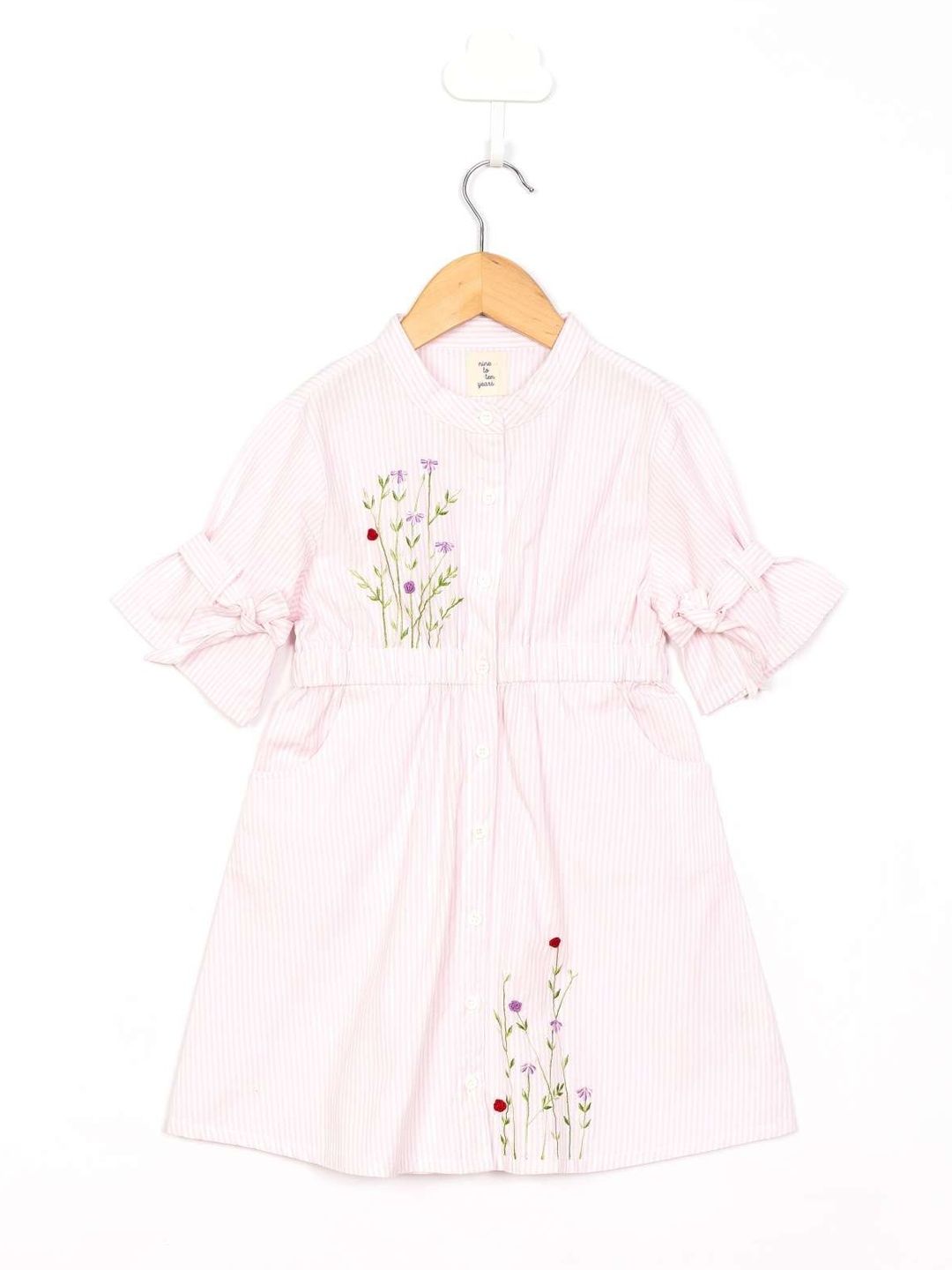 The Little Trunk Striped Flared Sleeve A-Line Dress-picture-58