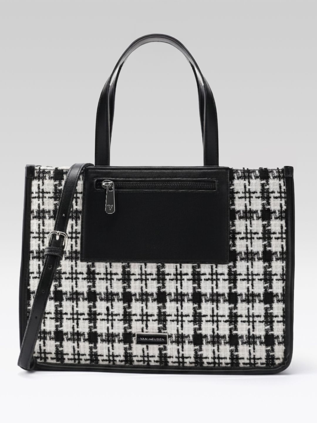 Van Heusen Geometric Textured Structured Handheld Bag-picture-23