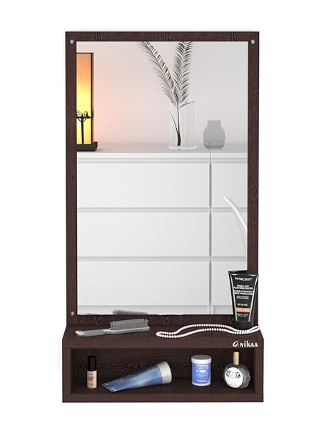 Furniwud Maroon Rectangular Dressing Wall Mirror-picture-26