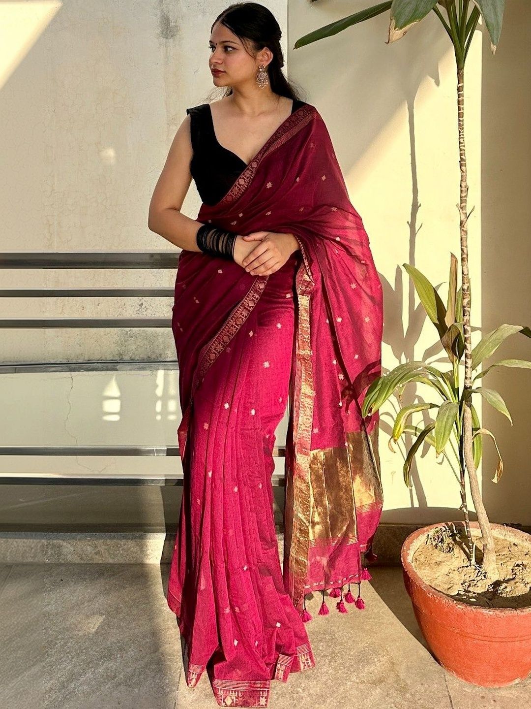 Polki by bhagwati saree Woven Design Zari Pure Cotton Handloom Fashion Saree-picture-43