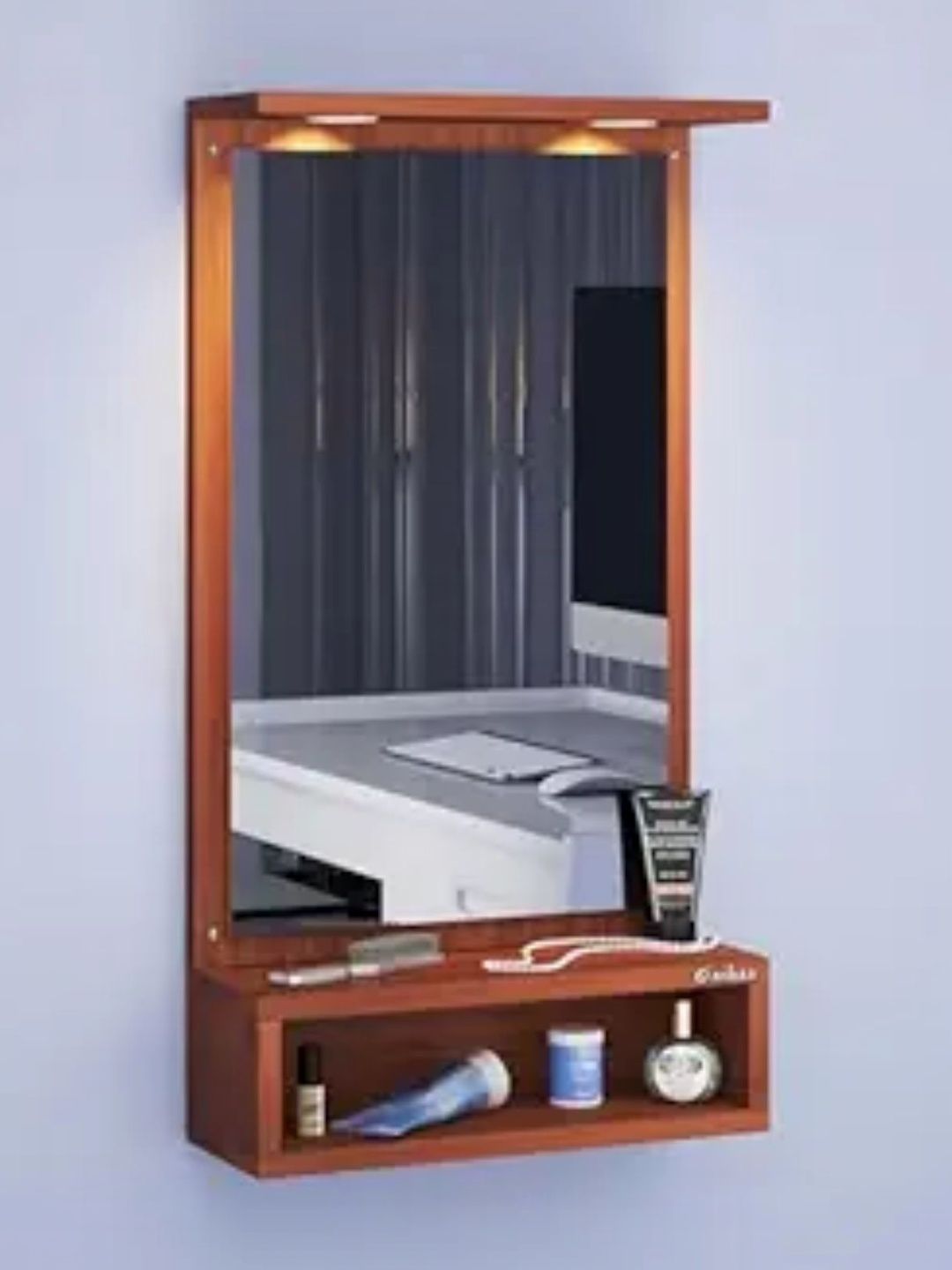 Furniwud Brown Rectangular Dressing Wall Mirror-picture-42