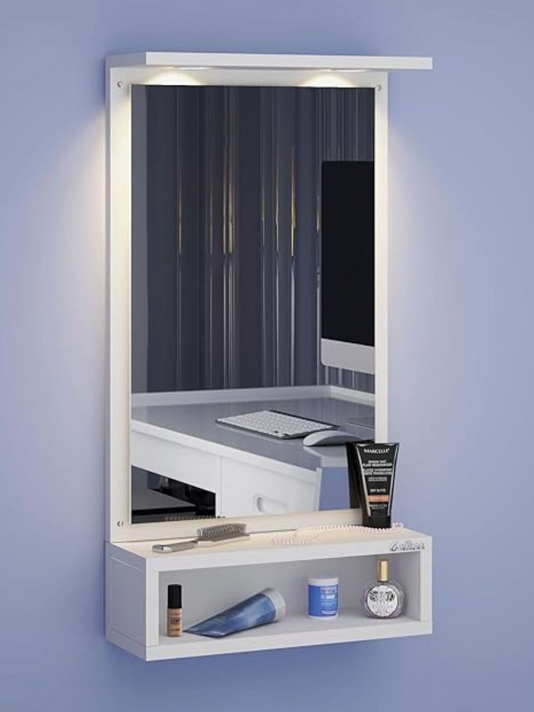 Furniwud White LED Rectangular Dressing Wall Mirror-picture-21