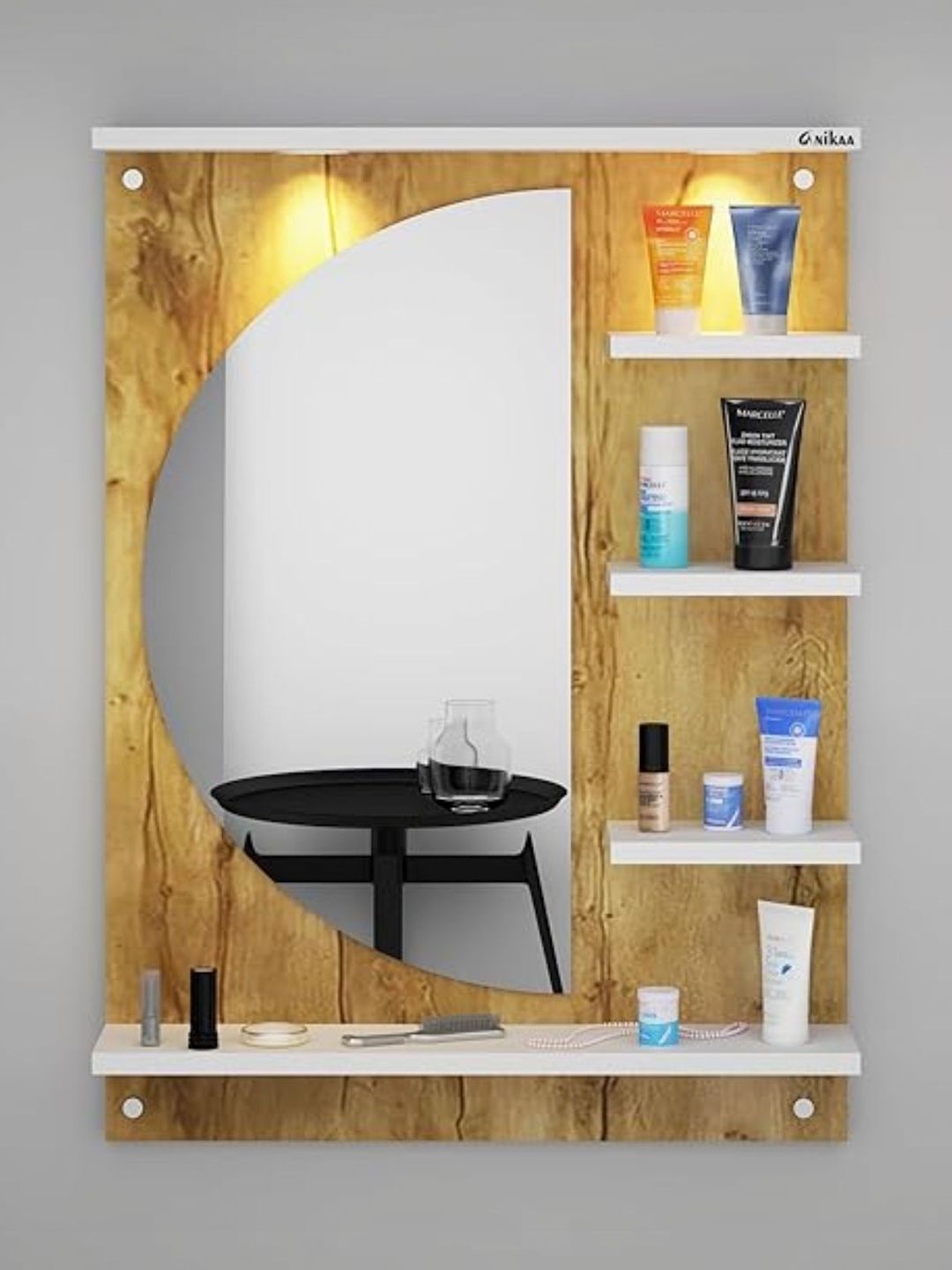 Furniwud Brown LED Rectangular Dressing Wall Mirror-picture-51