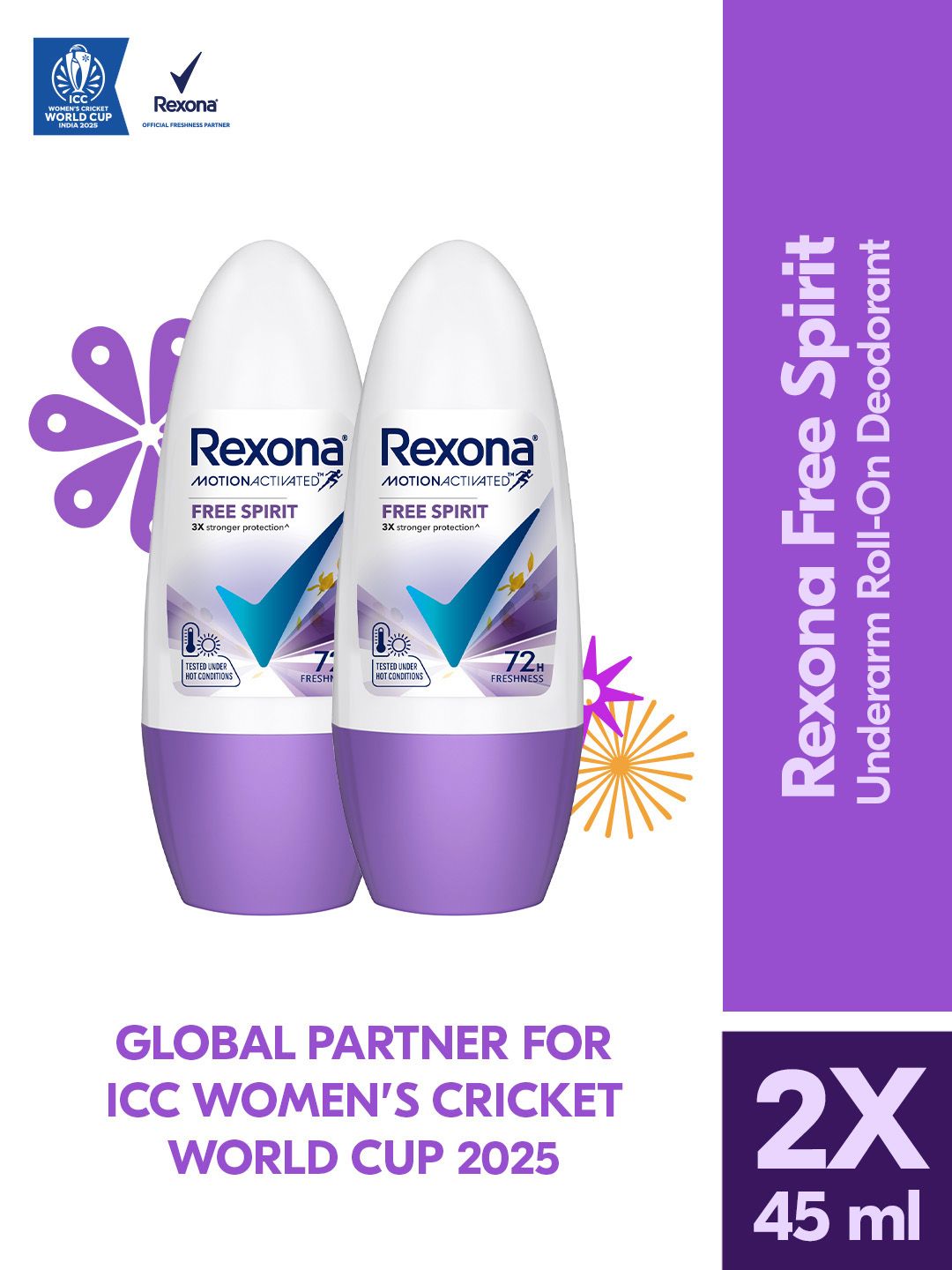 REXONA Women Set of 2 Free Spirit Motion Activated Underarm Roll-On Deodorant - 45 ml each-picture-17