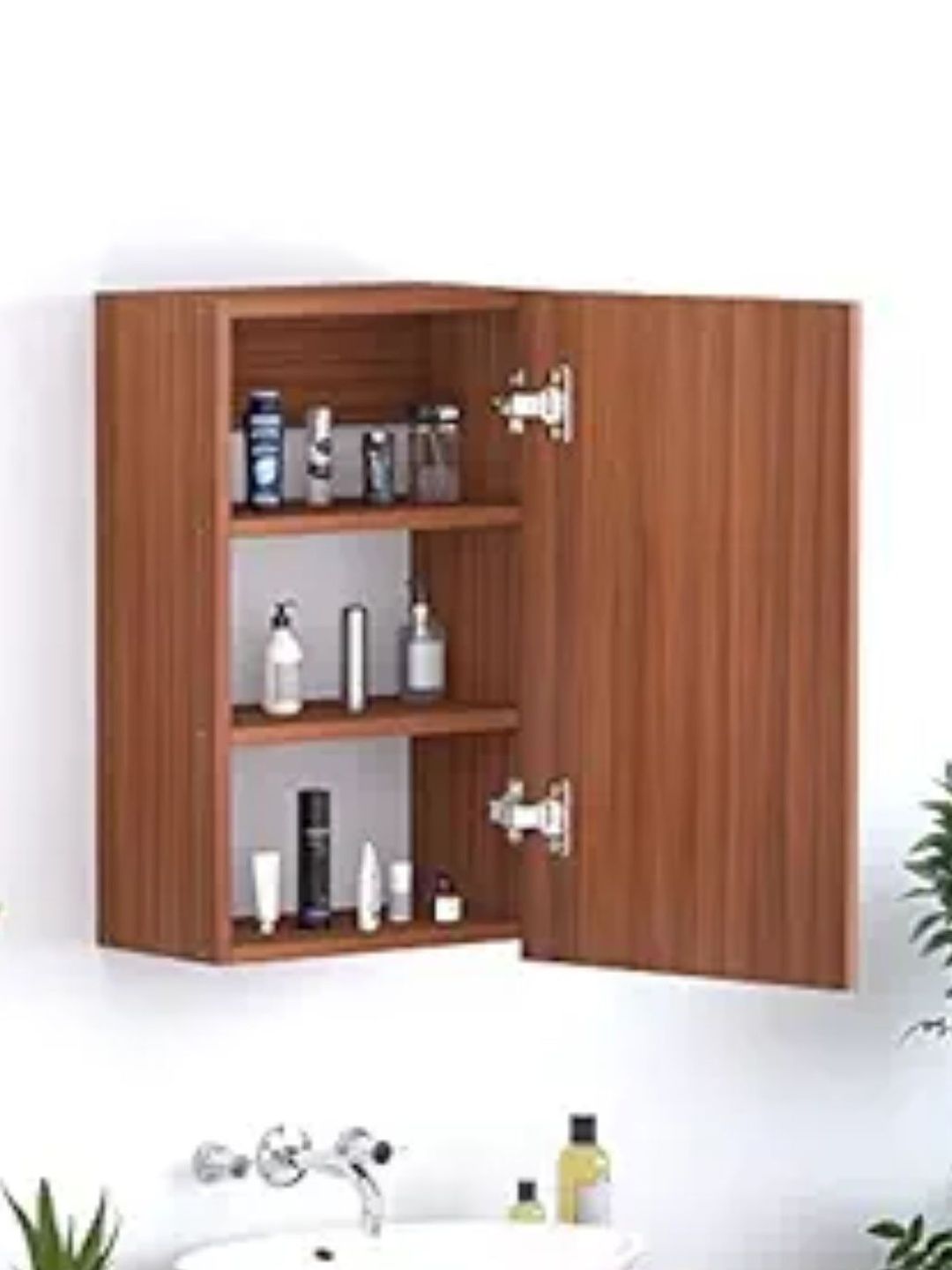 Furniwud Brown Rectangular Bathroom Wall Mirror-image-43