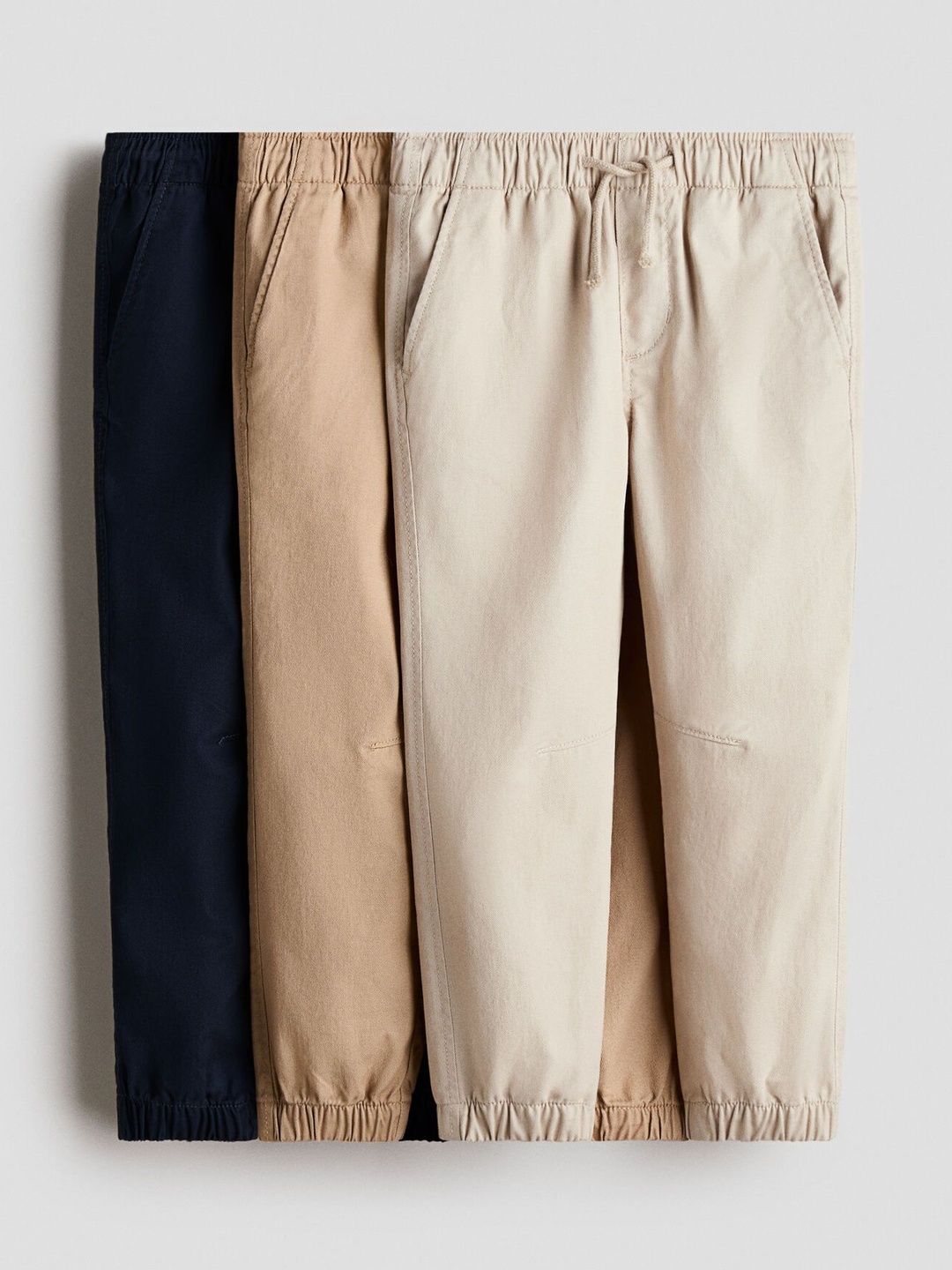 H&M 3-Pack Cotton Twill Joggers