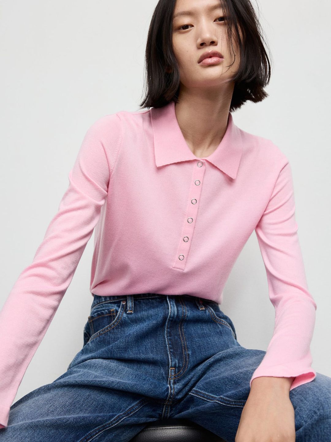 MANGO Women Shirt Collar Pullover