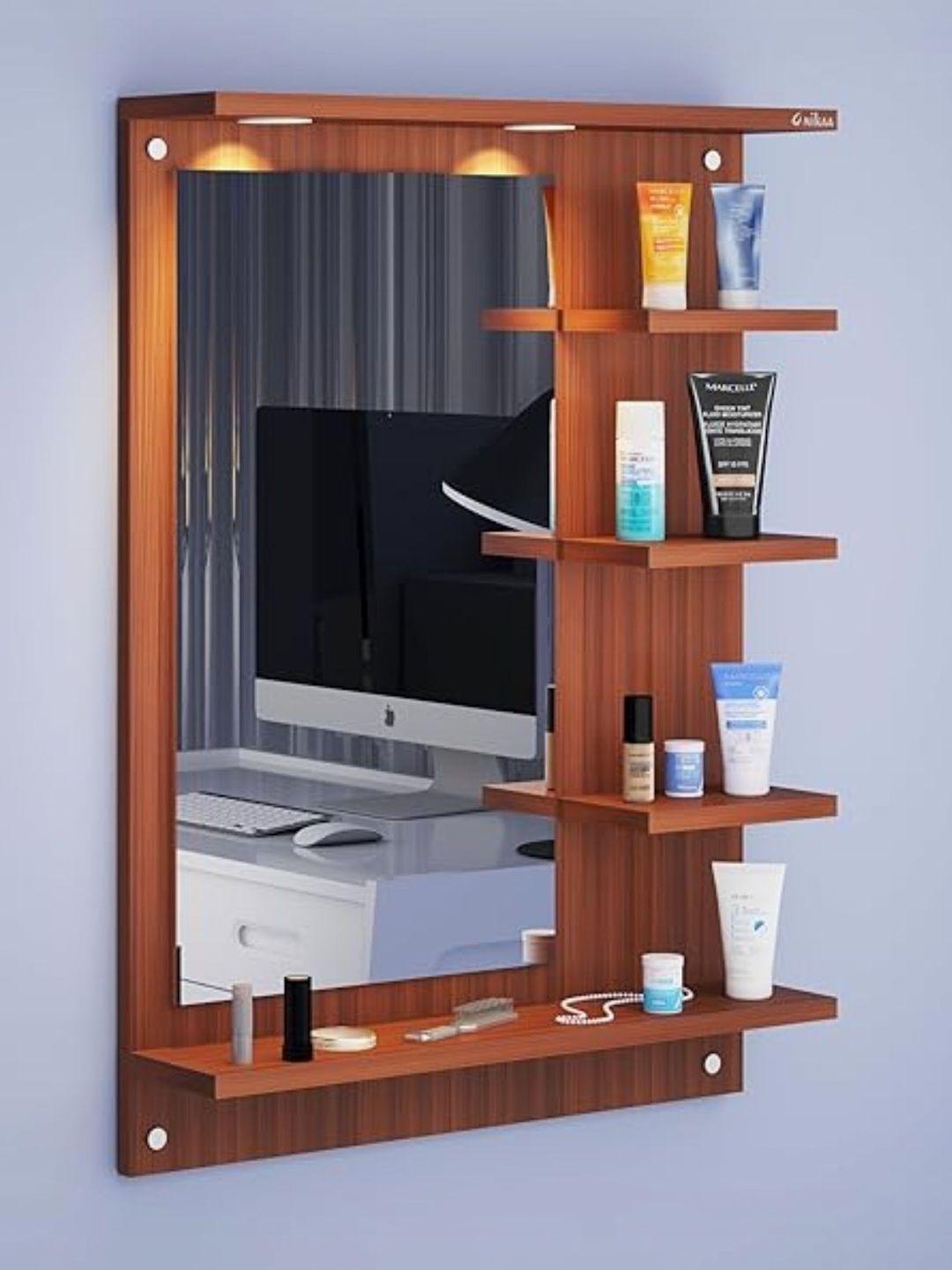 Furniwud Brown Rectangular Dressing Wall Mirror-picture-21
