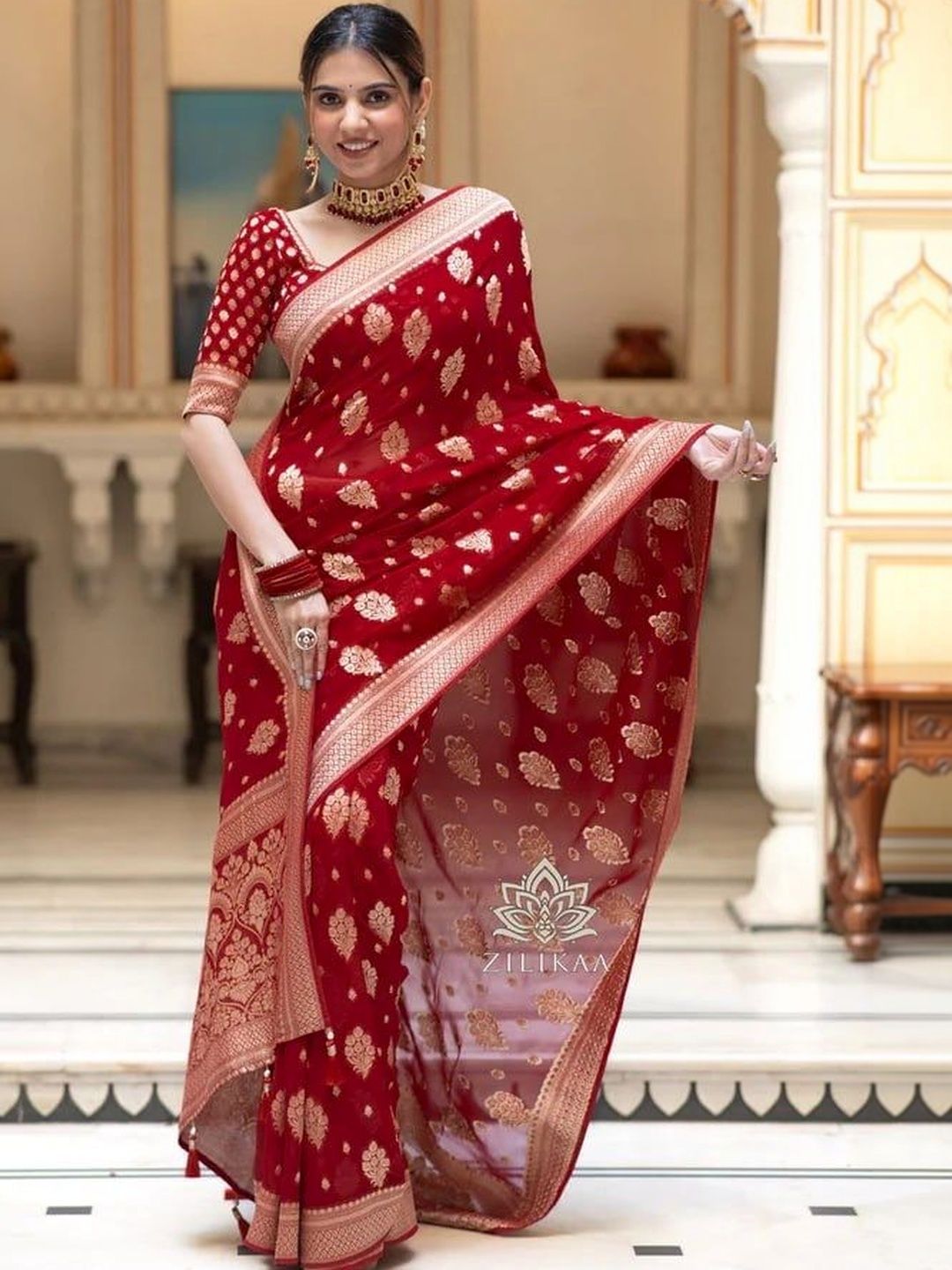 AXI COUTURE Embroidered Art Silk Saree-picture-34