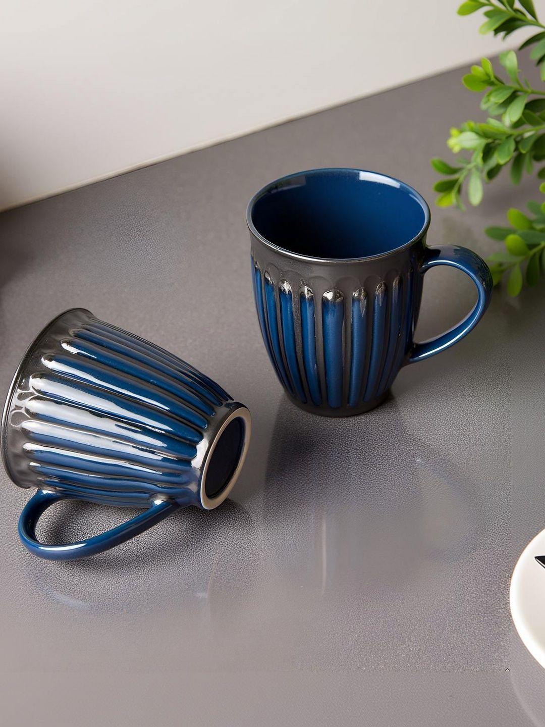 HINDUSTANI SAUDAGAR Blue Handcrafted Solid Ceramic Glossy Mugs Set of Cups and Mugs-picture-16