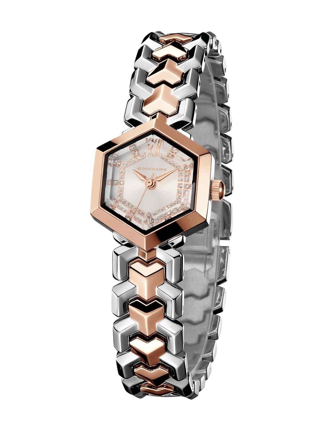 GIORDANO Women Embellished Dial & Bracelet Style Straps Analogue Date Aperture Watch GZ-60137-11-image-3