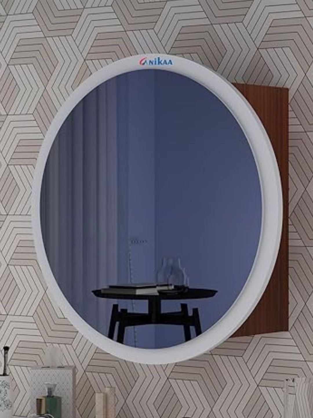 Furniwud Brown Cabinet Round Wall Mirror-picture-12
