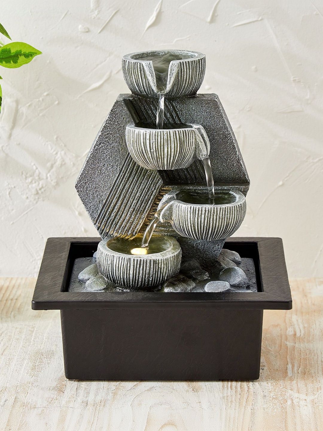 Home Centre Corsica Alpine Grey & Black Polyresin Diya Water Fountain-image-15