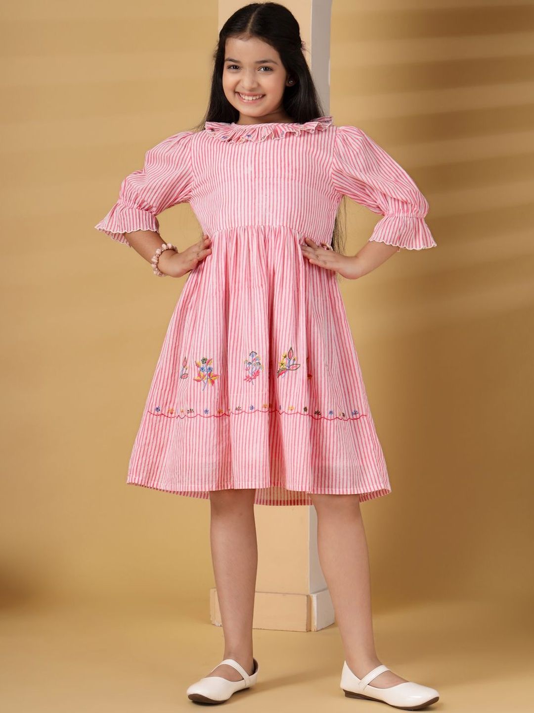 The Little Trunk Striped Bell Sleeve A-Line Dress-picture-37