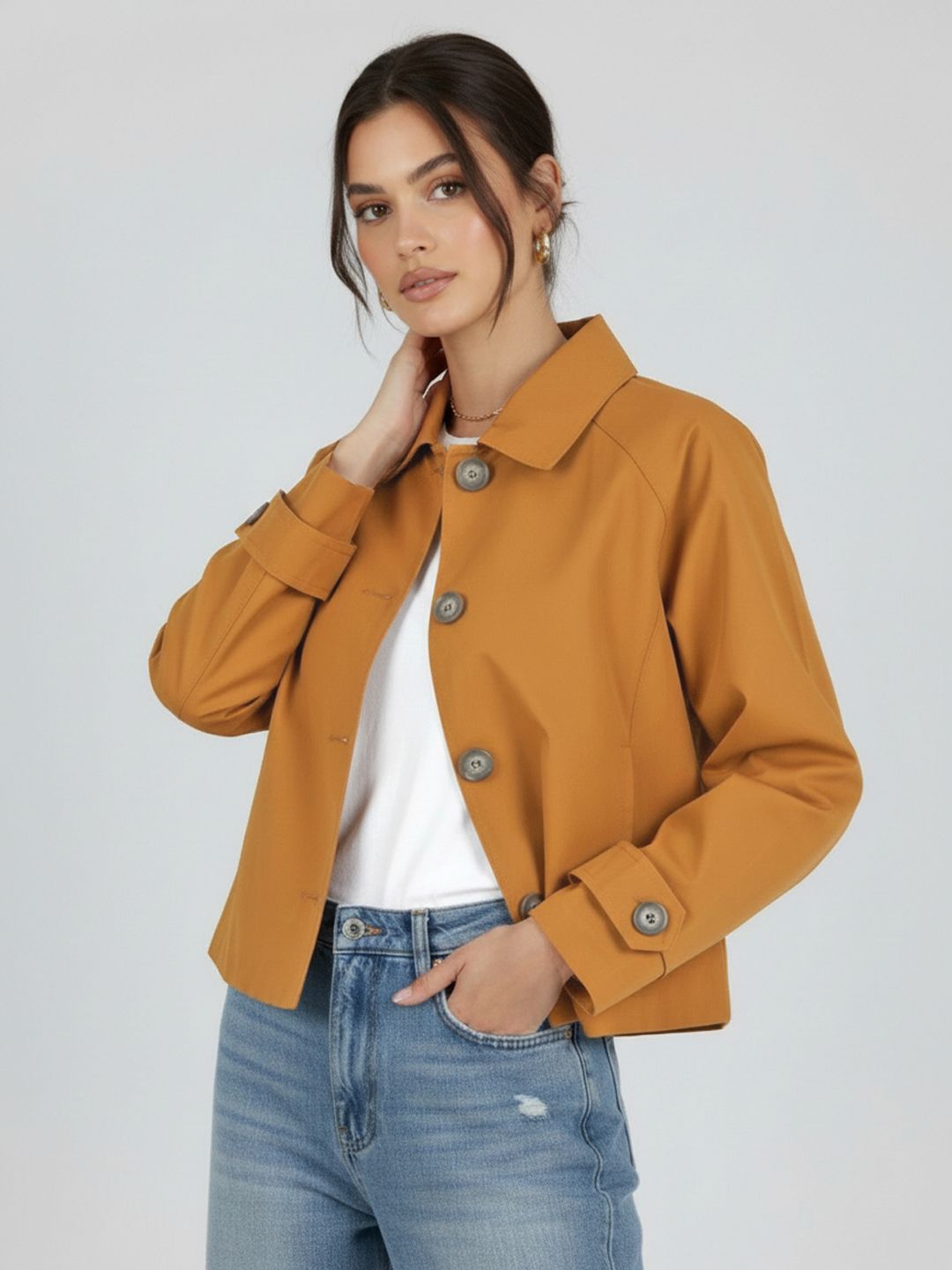 glitchez Pure Cotton Single-Breasted Raglan Sleeves Mid Length Coat-picture-50