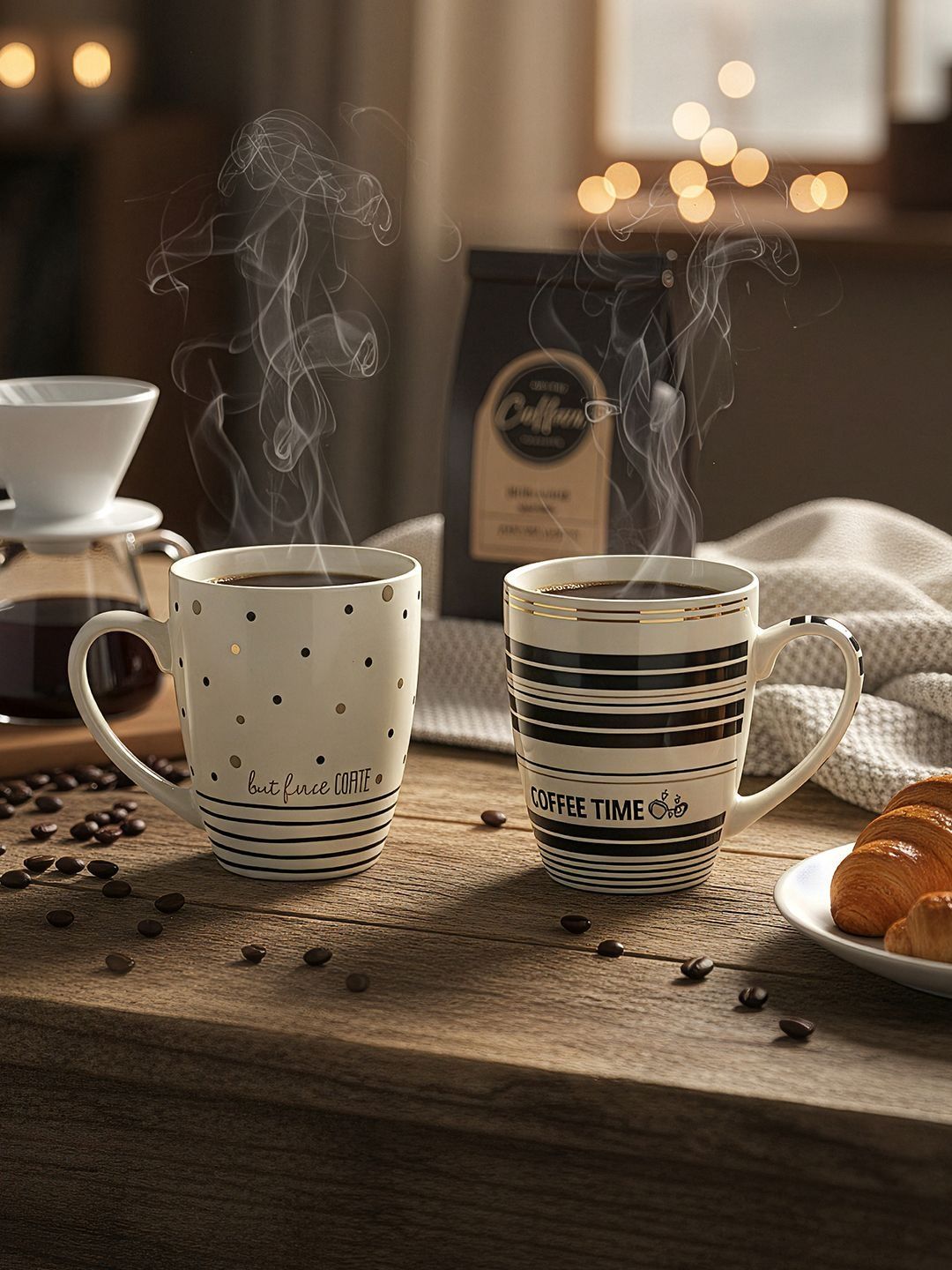 RUHANI HOMES White Text or Slogans Printed Ceramic Glossy Mugs Set of Cups and Mugs-image-40