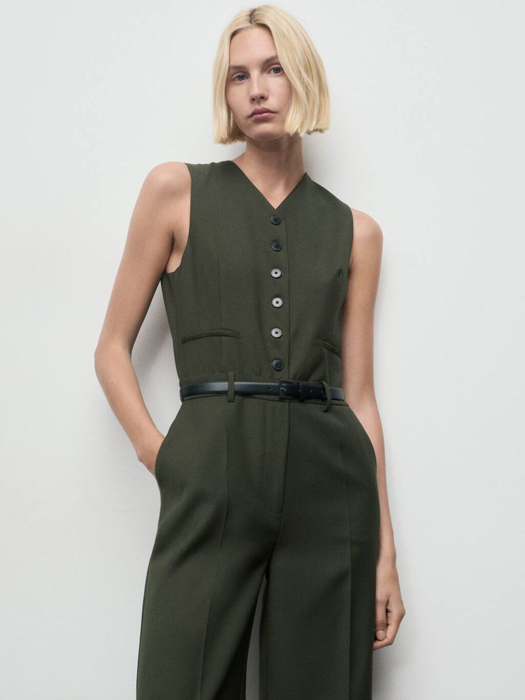 MANGO V-Neck Basic Jumpsuit-picture-35