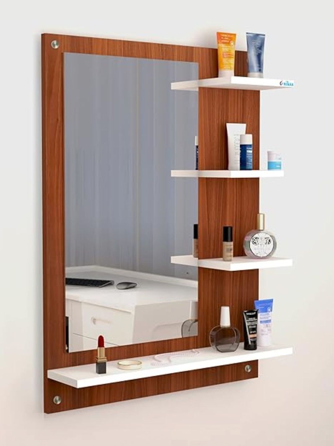 Furniwud Brown Rectangular Dressing Wall Mirror-picture-10