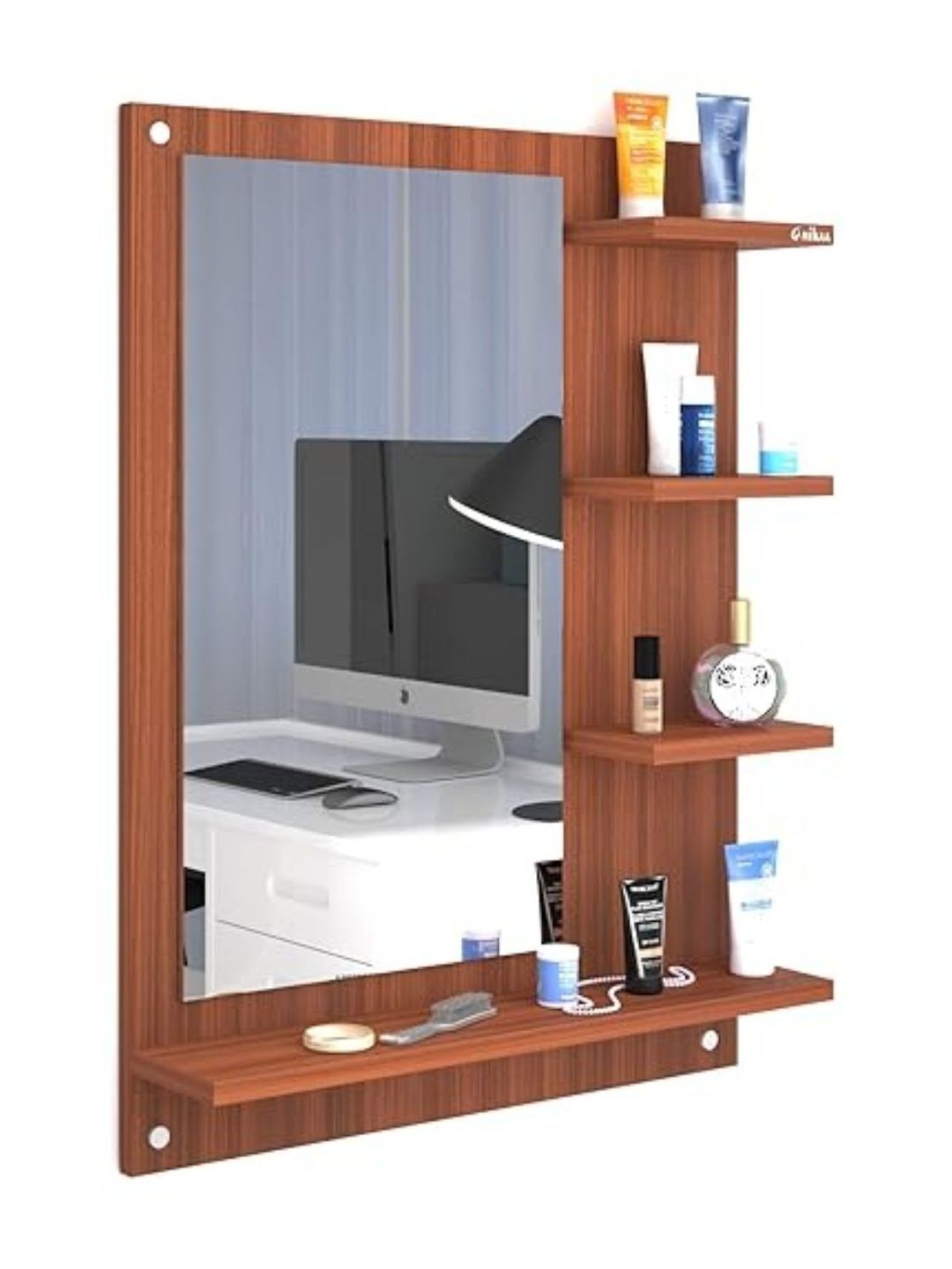 Furniwud Brown Rectangular Dressing Wall Mirror-picture-11