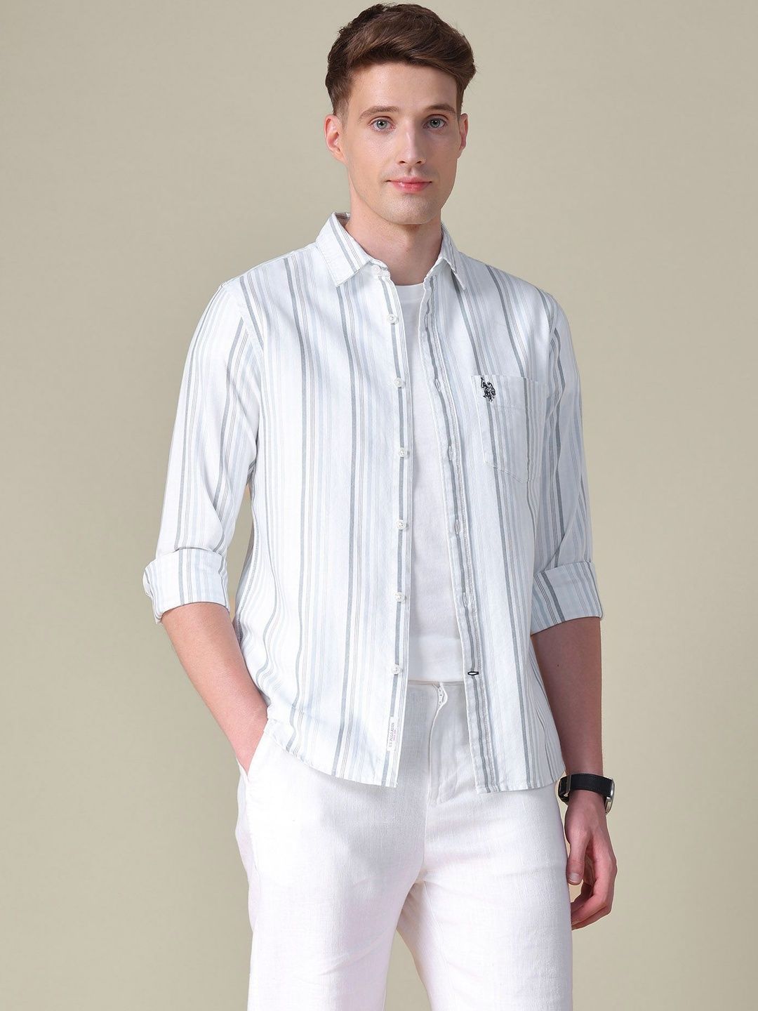 U.S. Polo Assn. Men Tailored Fit Striped Casual Shirt-picture-34