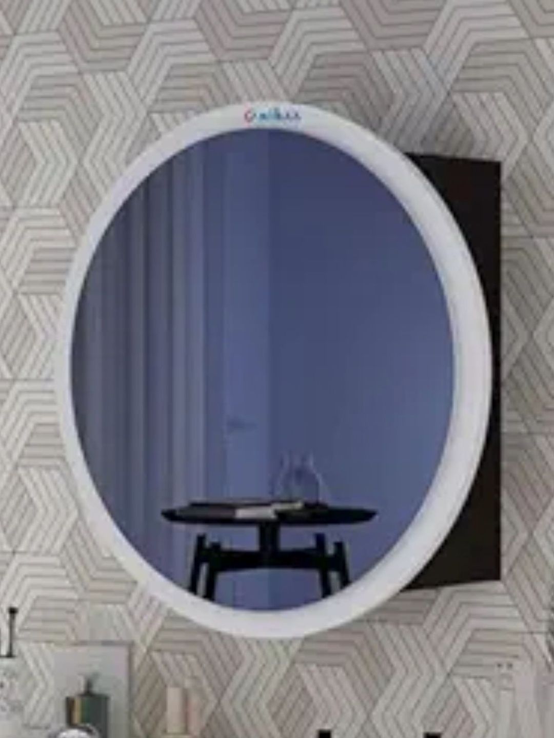 Furniwud White Bathroom Cabinet Round Wall Mirror-picture-30