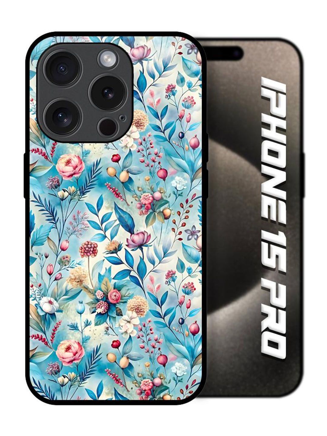 QRIOH Floral Printed iPhone 15 Pro Back Case Mobile Accessories-picture-23