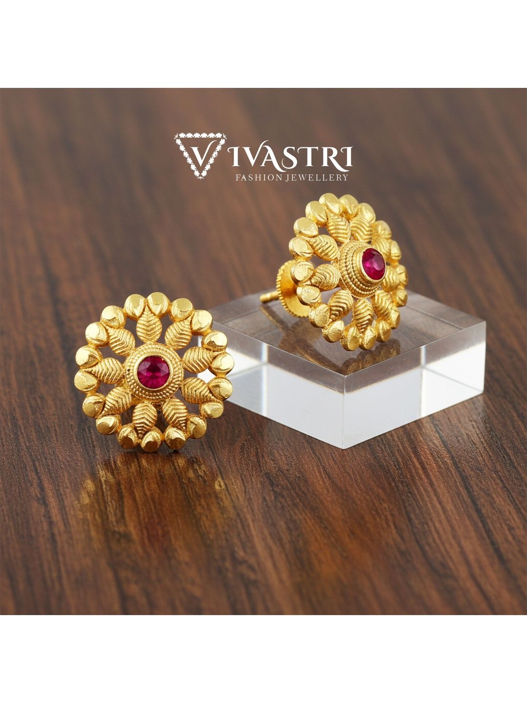 VIVASTRI Floral Studs Earrings-picture-45