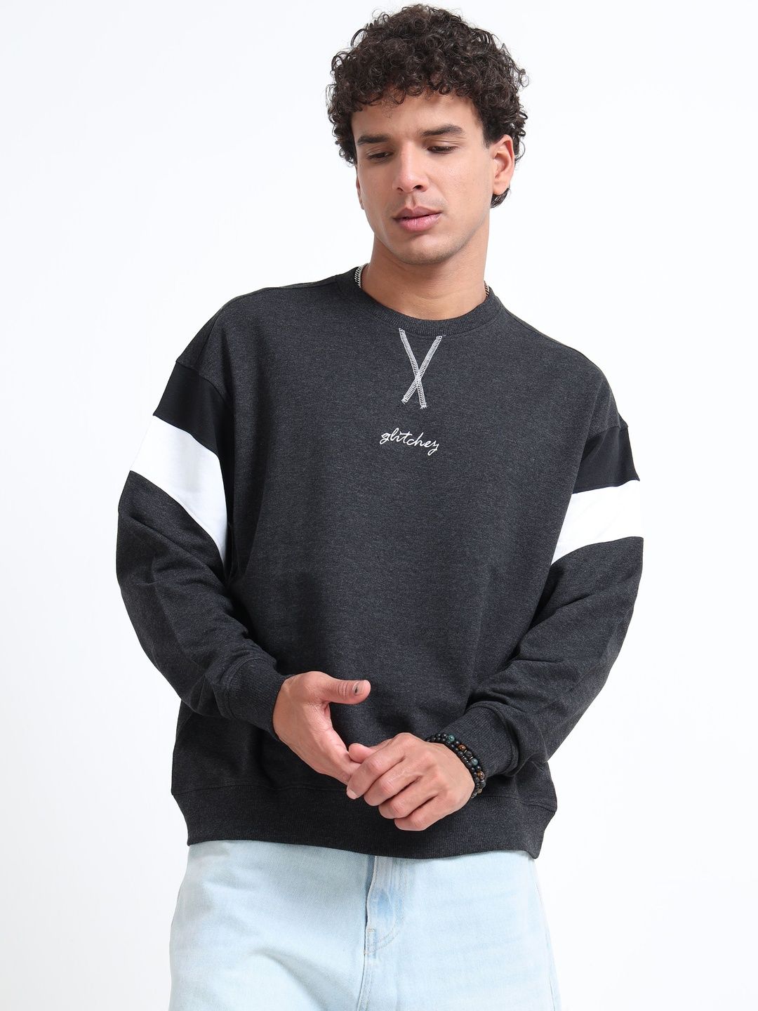 glitchez Men Colourblocked Sweatshirt-image-14