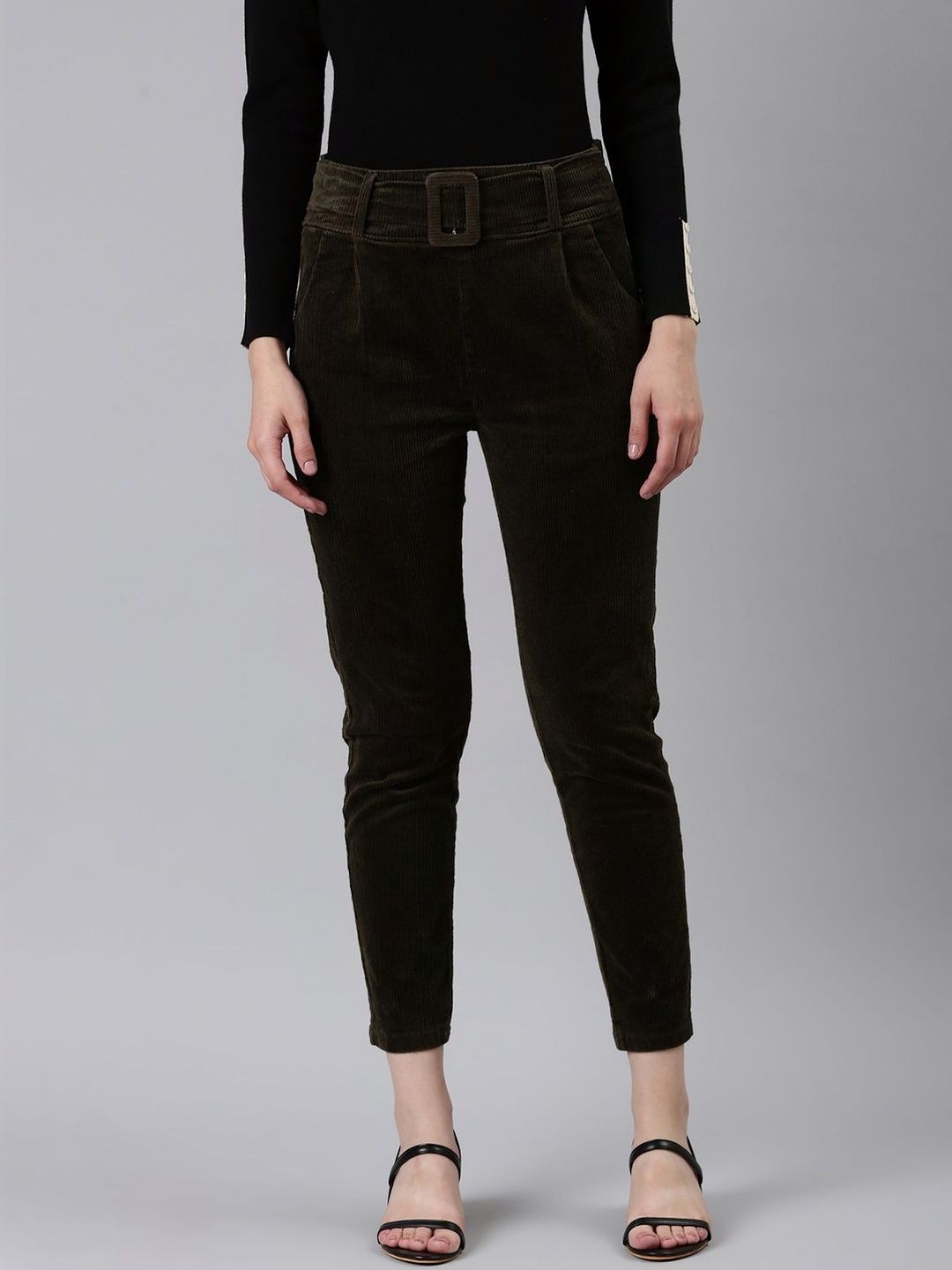 SHOWOFFFF Women Comfort Slim Fit High-Rise Trousers-picture-15