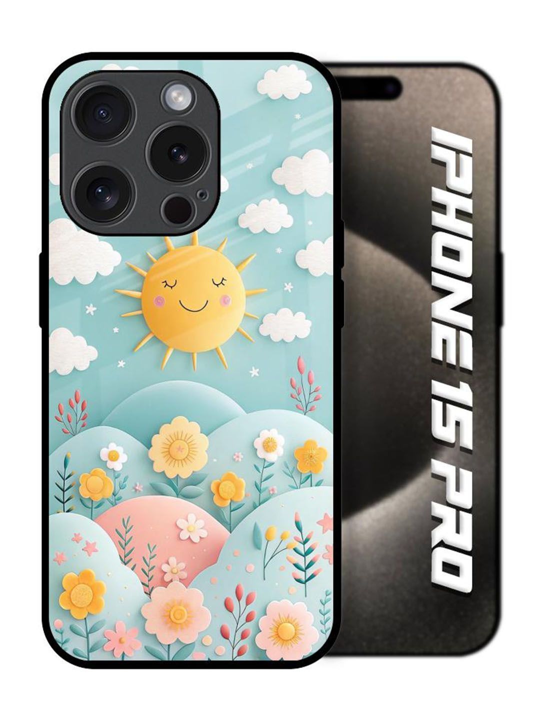 QRIOH Floral Printed iPhone 15 Pro Back Case Mobile Accessories-picture-38