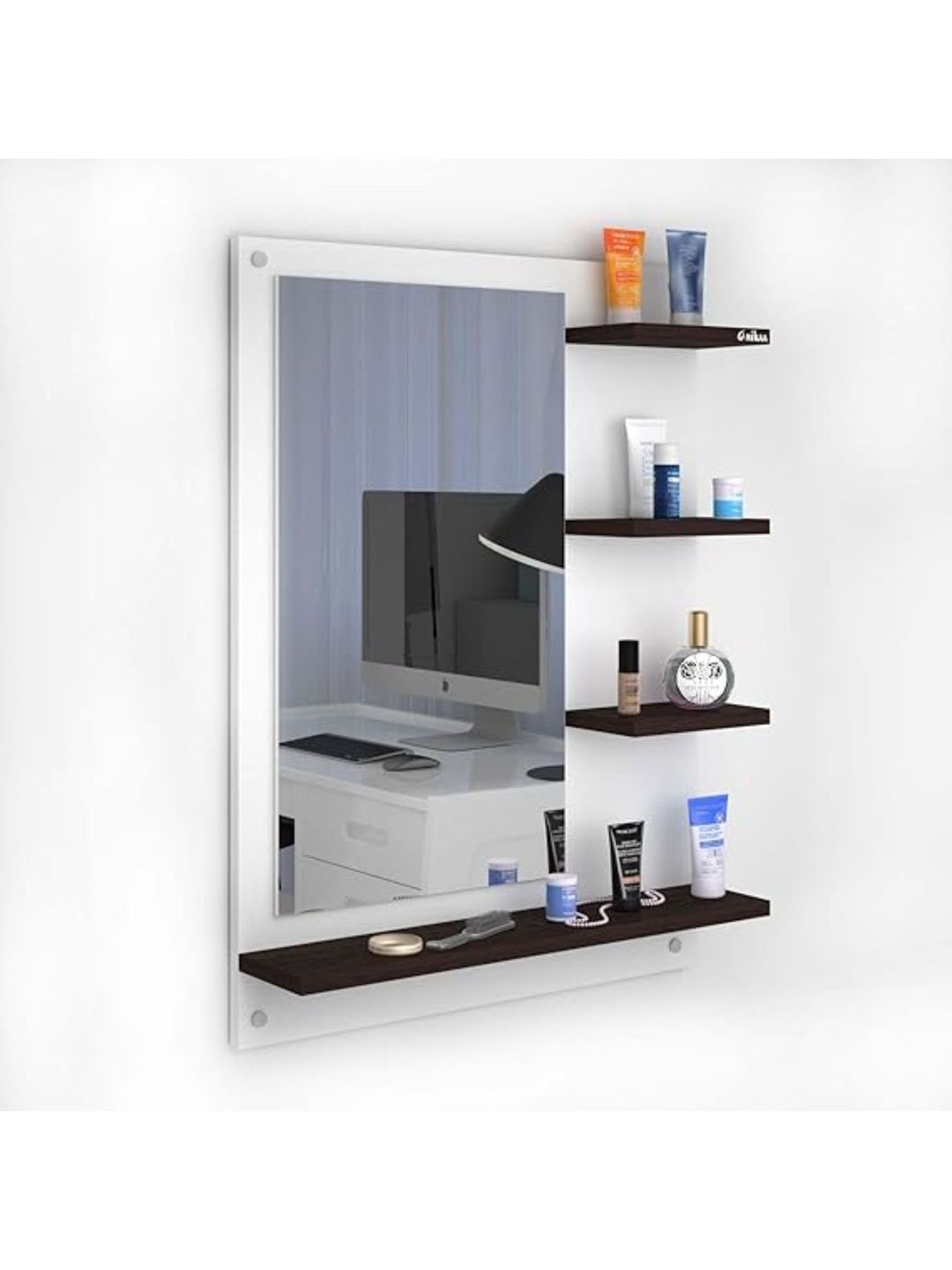 Furniwud Maroon Rectangular Dressing Wall Mirror-picture-10
