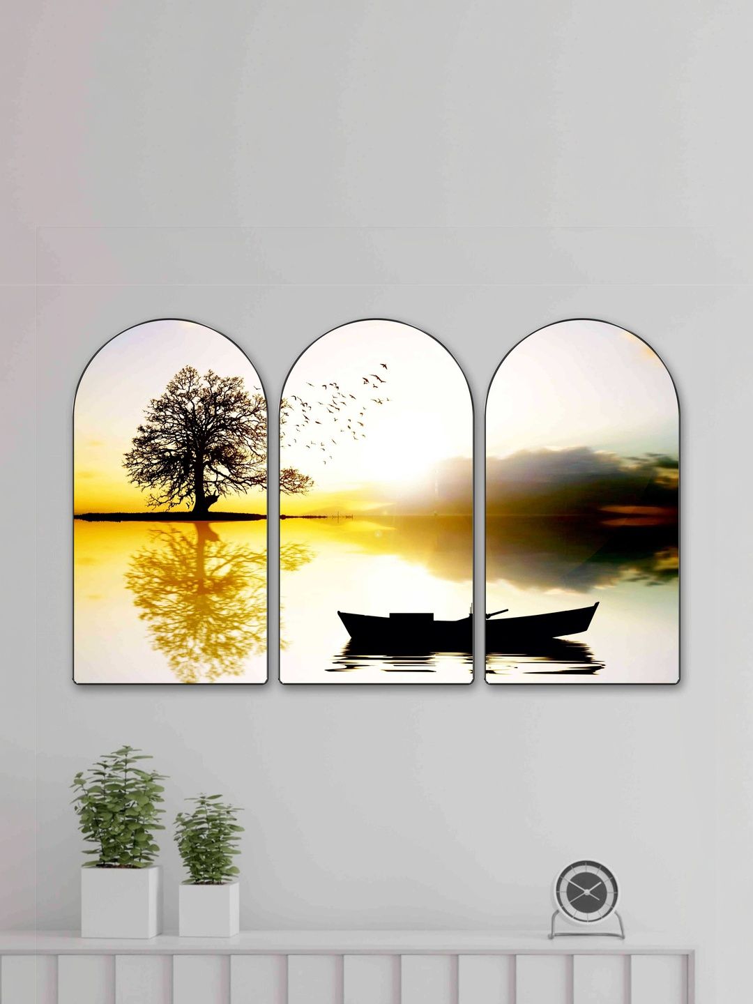 Myntra Elegant Homes Yellow Set of 3 Piece MDF Other Wall Paintings-picture-23