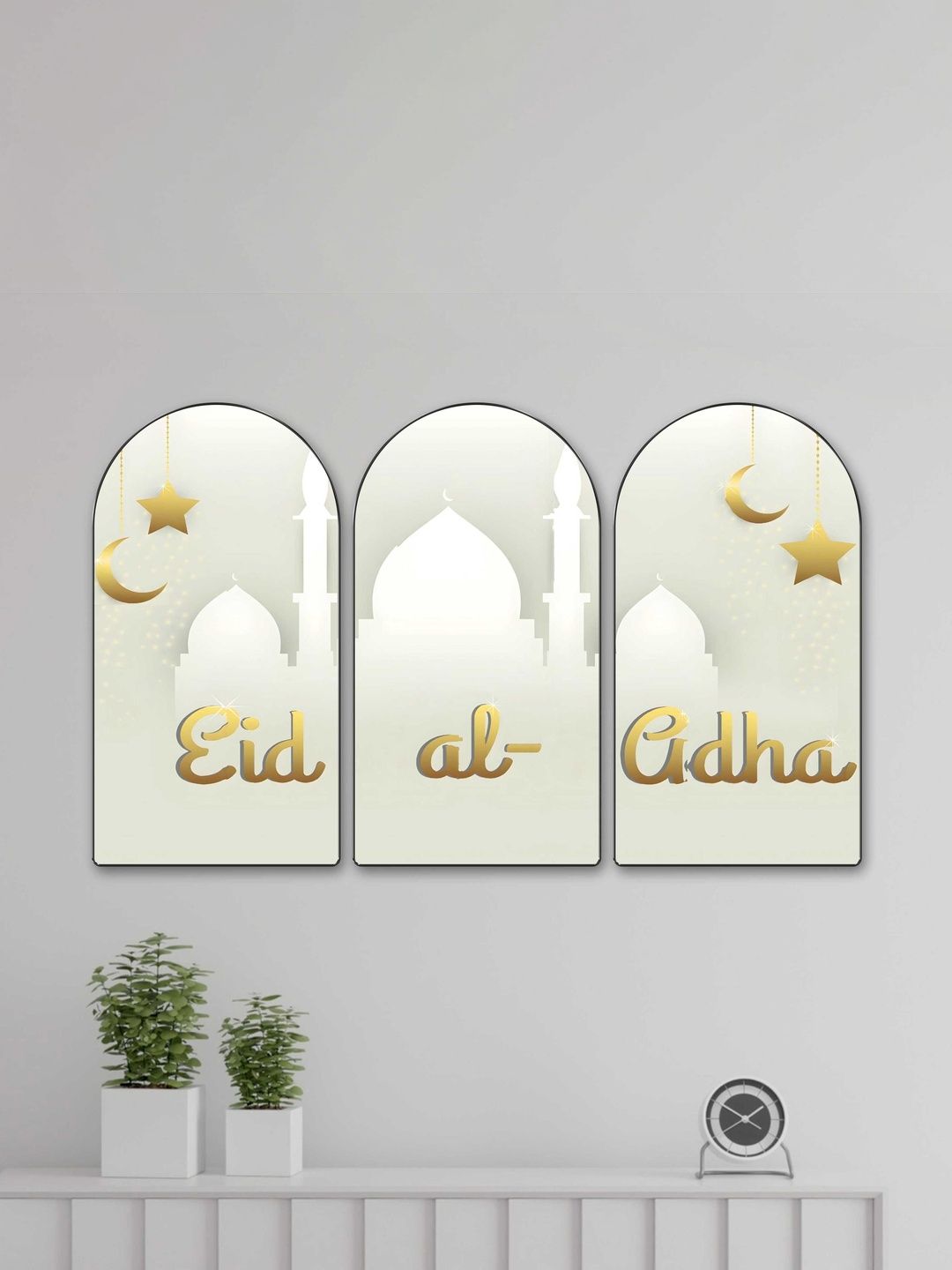 SAF Off White & Gold-Toned Set of 3 Piece MDF Religious Wall Paintings-picture-16