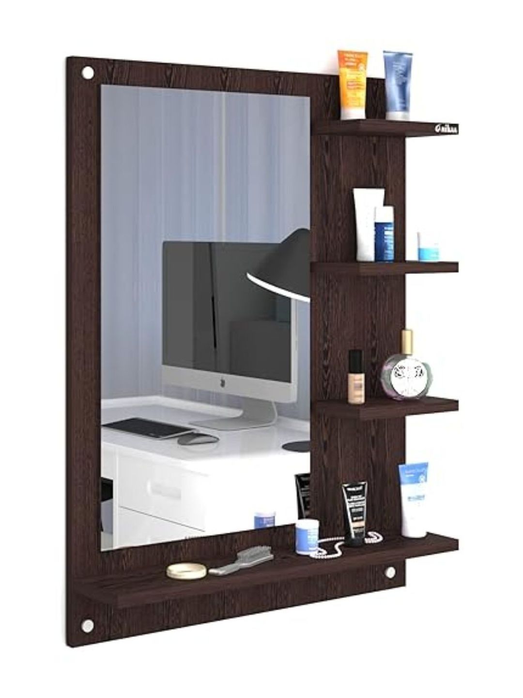 Furniwud Brown Rectangular Dressing Wall Mirror-picture-13
