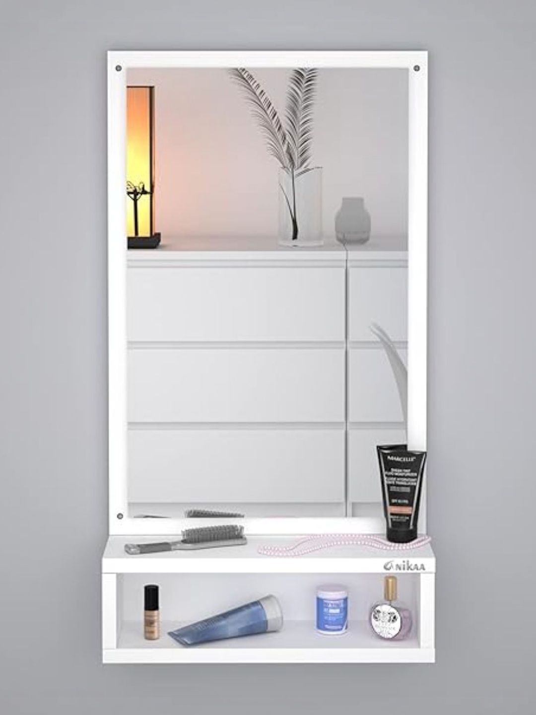 Furniwud White Rectangular Dressing Wall Mirror-picture-48
