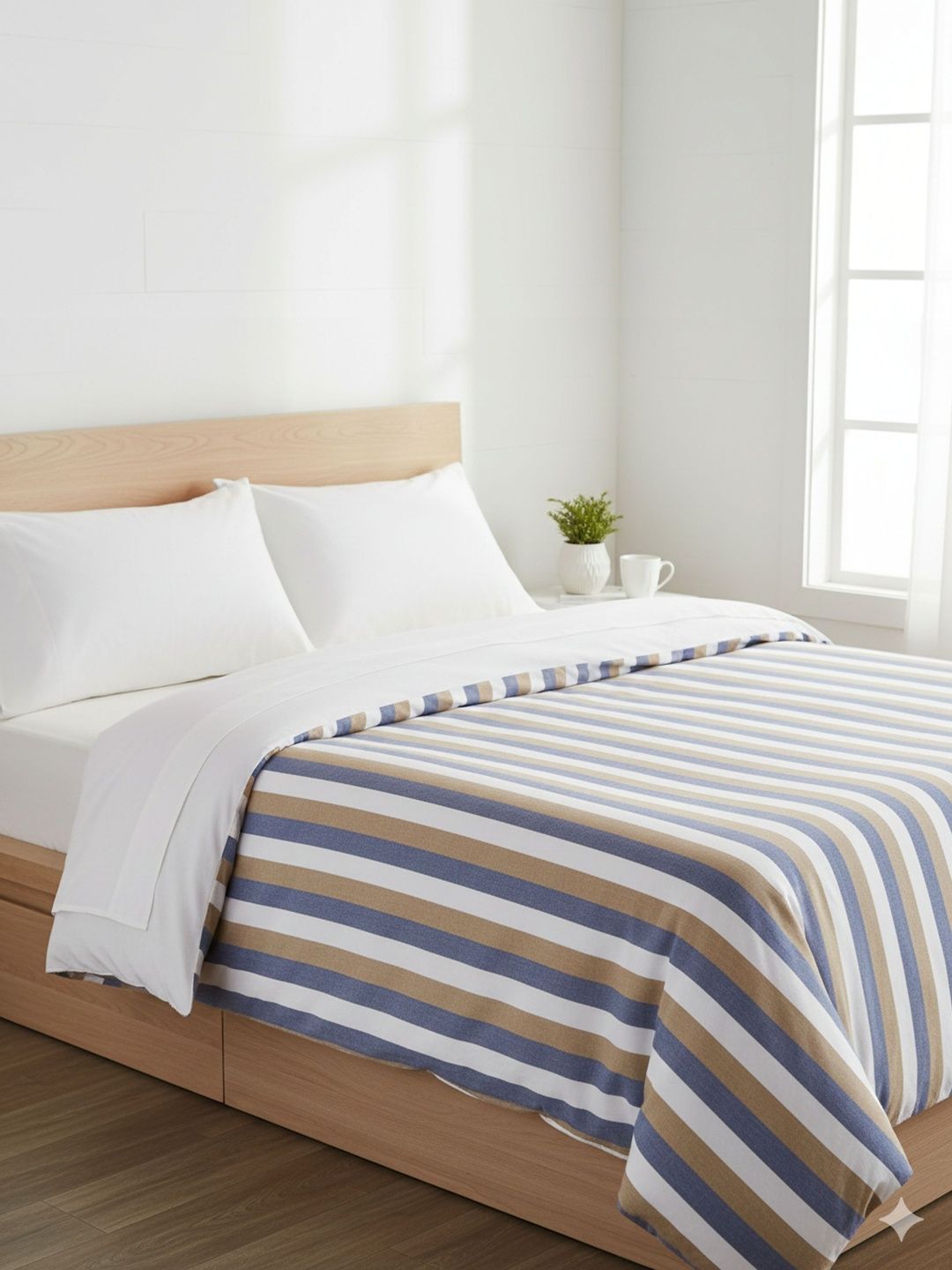 Tharunsha Elite Grey & White Striped Pure Cotton Reversible 200 GSM AC Room Blanket-picture-26