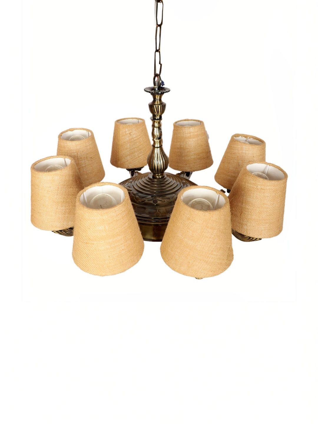 Aura Beige & Gold-Toned Textured Ceiling Lamp-image-29