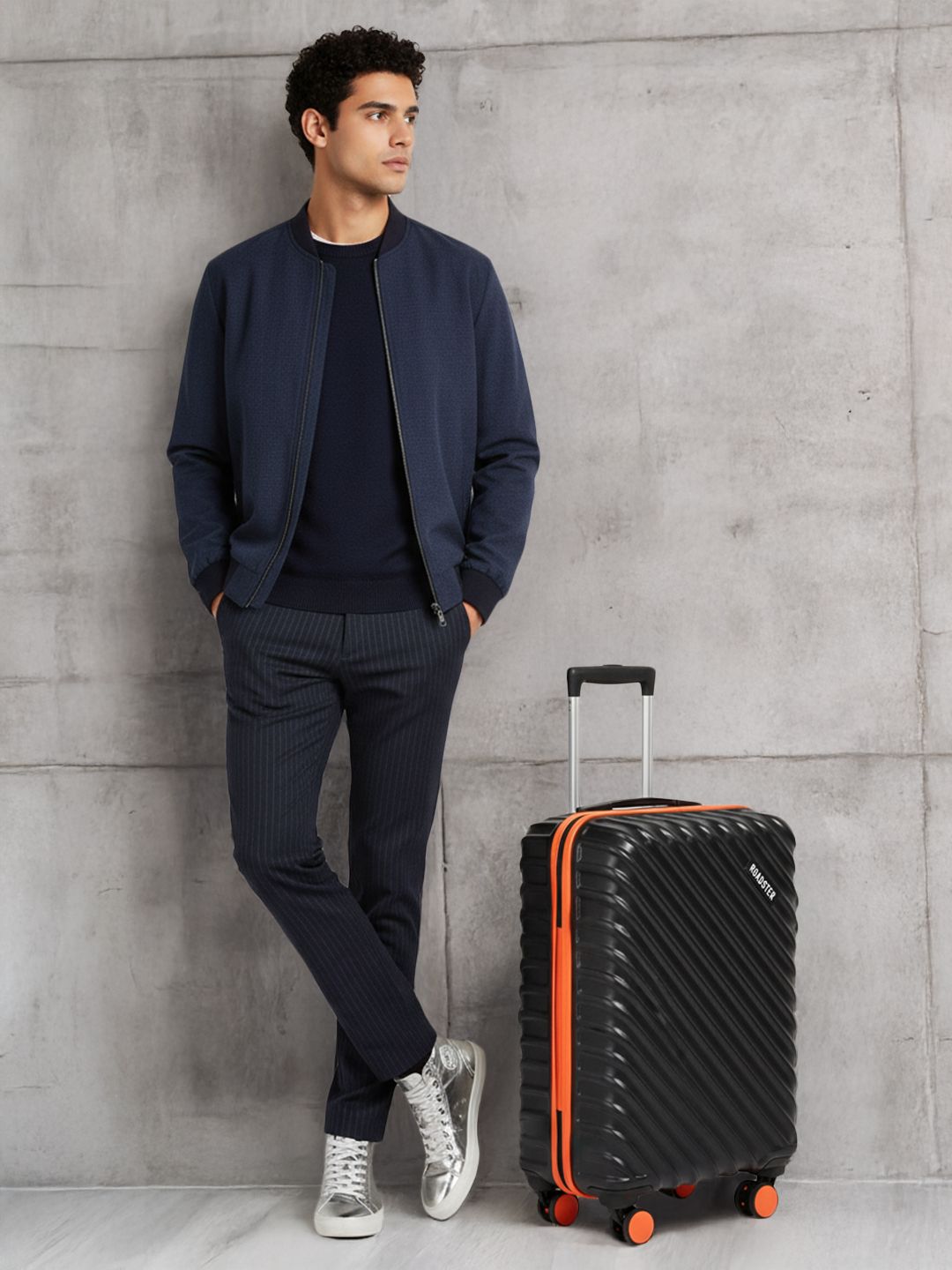 Roadster Textured Hard Cabin Suitcase Trolley Bag-50L-image-45