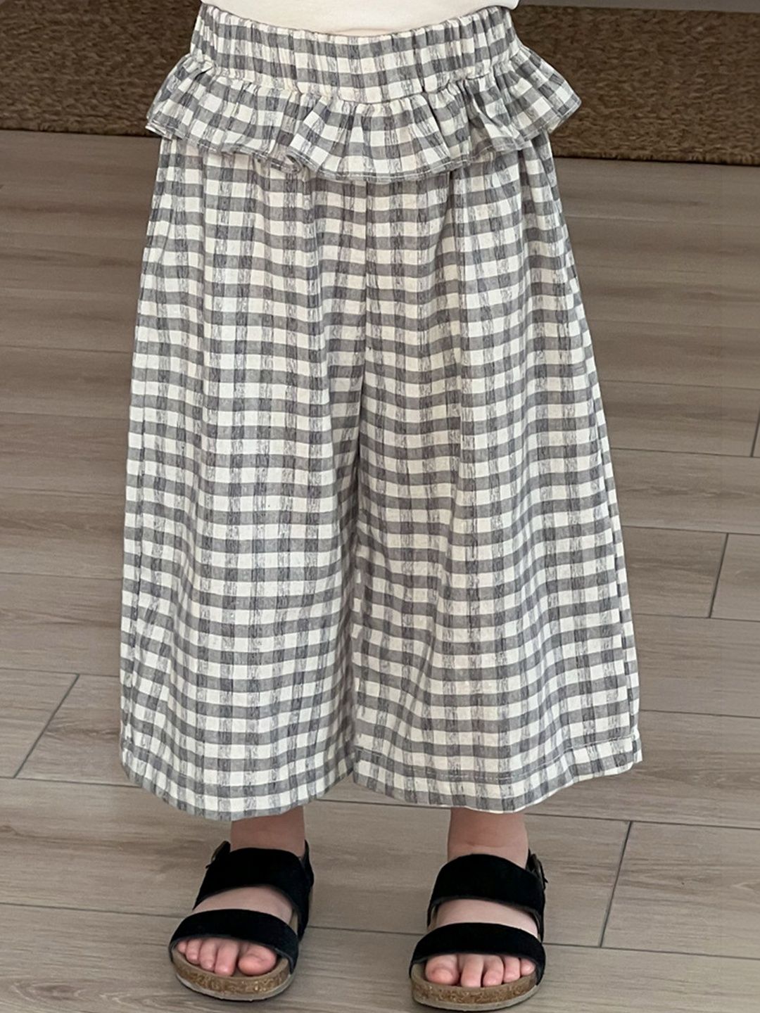 LULU & SKY Girls Checked High-Rise Trousers-picture-10