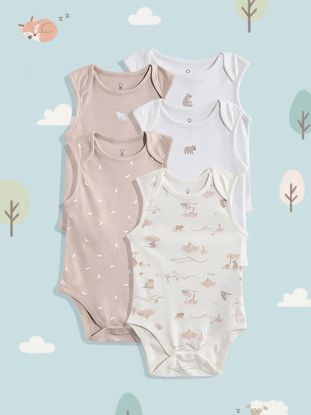 mothercare Infants Pack Of 5 Printed Pure Cotton Bodysuit-picture-45
