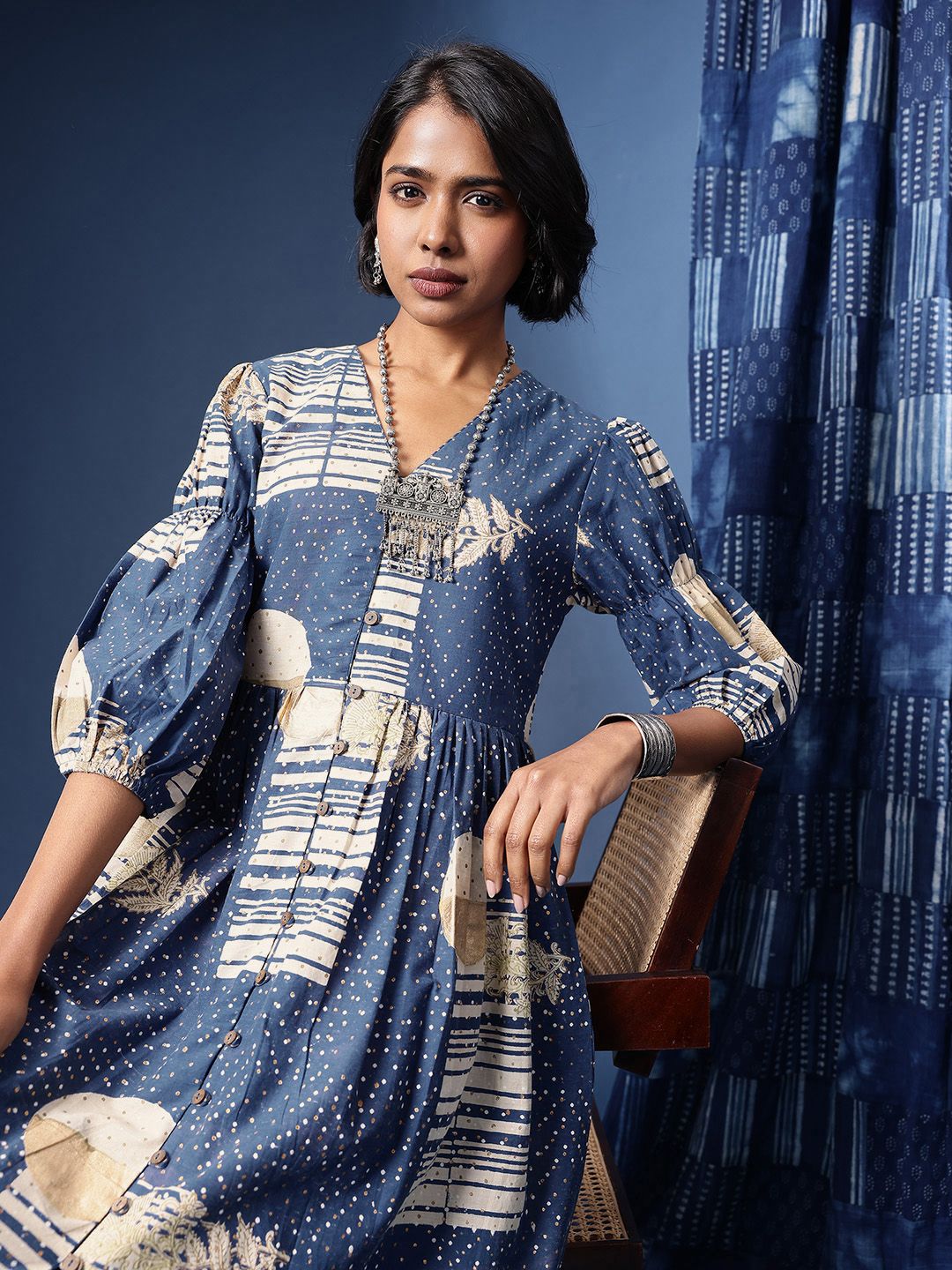 Taavi Geometric Printed Woven Festive Ethnic Dress-picture-38