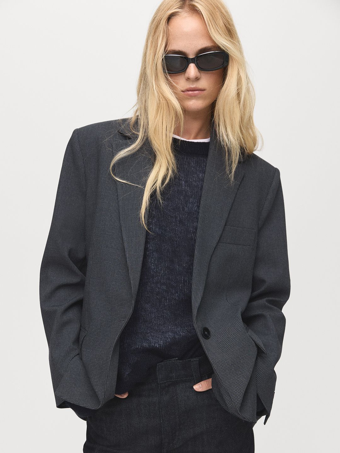 MANGO Single-Breasted Self-Design Blazer-picture-42