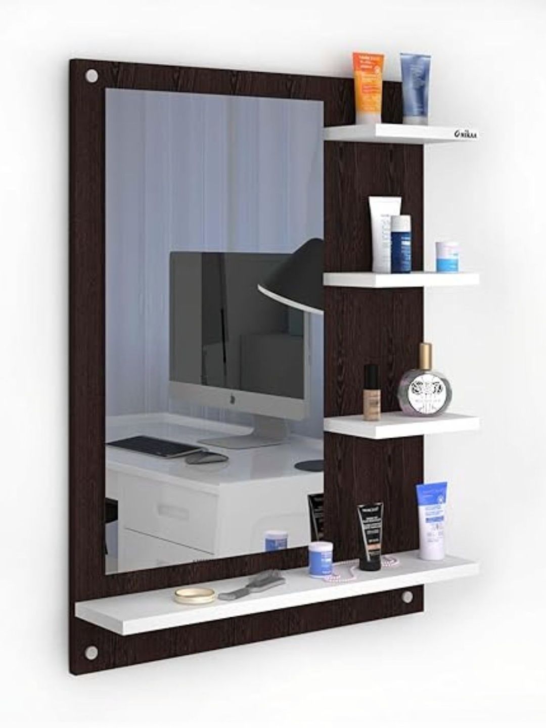 Furniwud Brown Rectangular Dressing Wall Mirror-picture-12