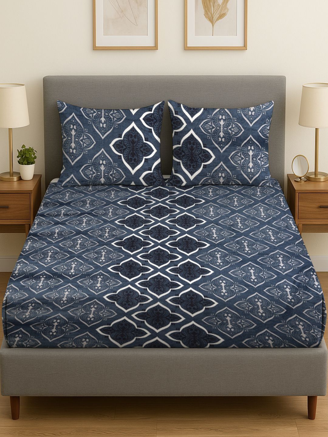 RRC Black Floral 300 TC Bedsheet with 2 Pillow Covers-image-23