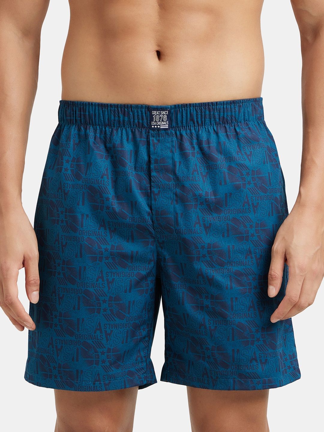Jockey Men's Super Combed Mercerized Cotton Woven Printed Boxer Shorts - Seaport Teal-image-45