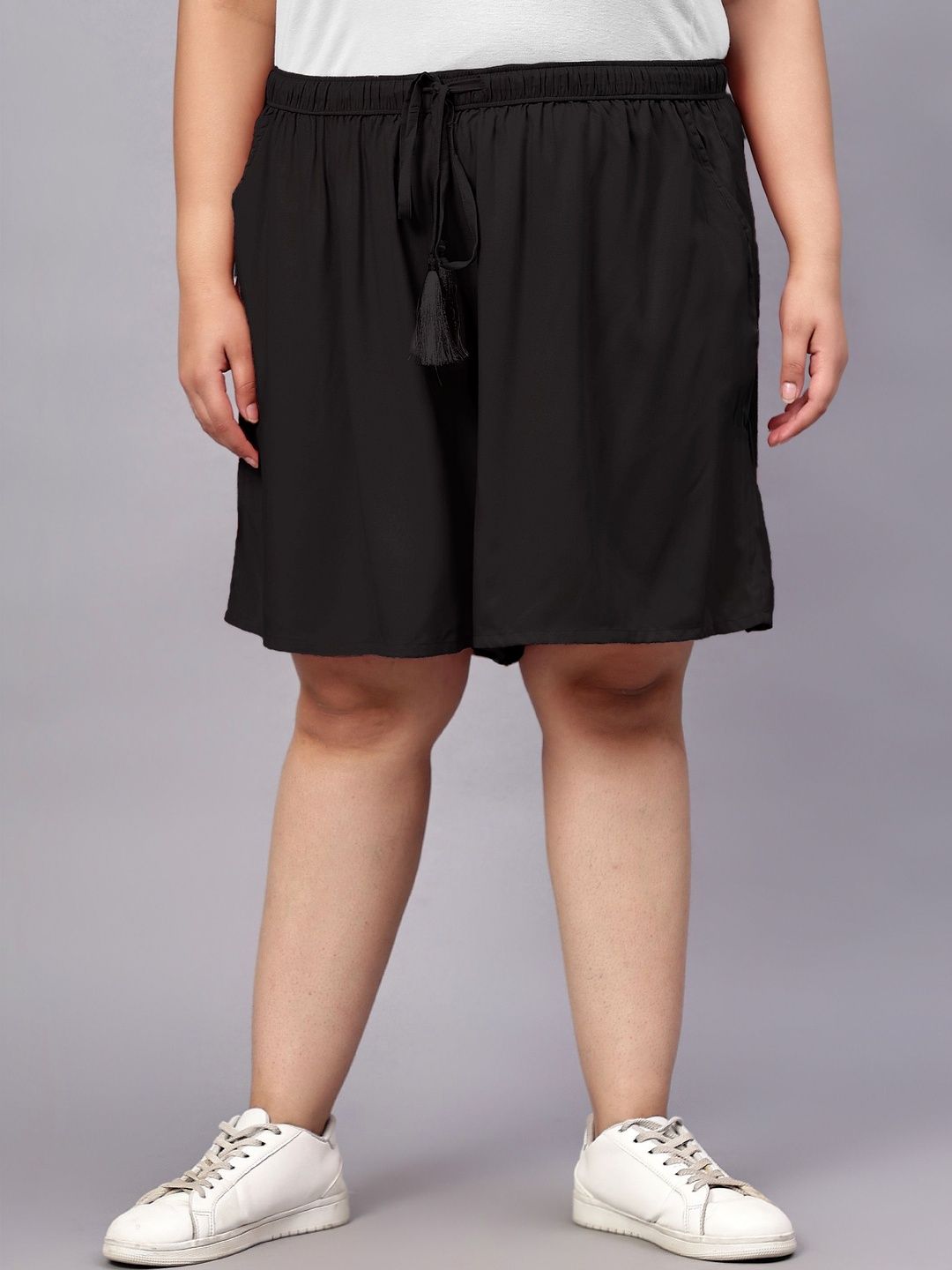 Indietoga Women Plus Size High-Rise Flared Lounge Shorts-picture-41