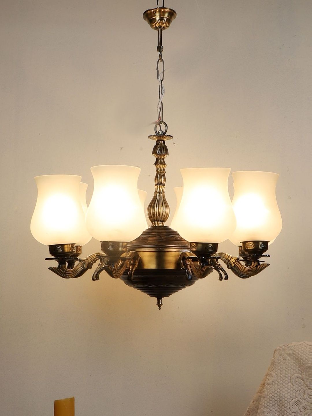 Aura White & Bronze-Toned Bell Shaped Ceiling Lamp-image-22