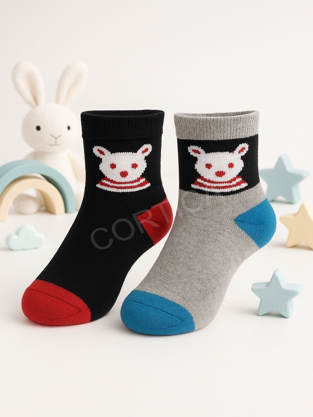 CORTICA Kids Pack Of 2 Patterned Cotton Ankle-Length Socks-picture-31